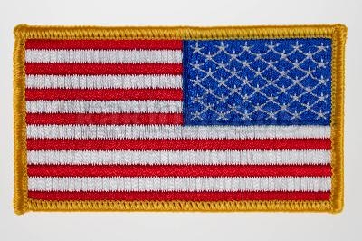 Ecusson drapeau USA cadre jaune.