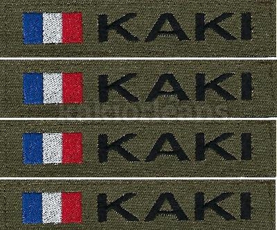 Lot de 4 bandes Patronymiques sur fond tissu Kaki avec drapeau France