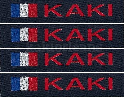 Lot de 4 Bandes Patronymiques sur fond tissu Marine avec drapeau France